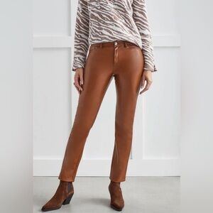 Tribal Fashion- 5 Pocket Straight Faux Leather Pant Walnut